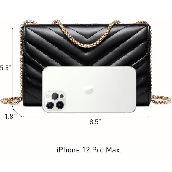 ⚡ Women's Black Stylish Evening Clutch Chain Shoulder Strap Crossbody Bag - Picture 4 of 7